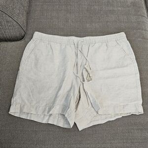 Talbots Linen Cream Natural Minimalist Casual Coastal Shorts Size XL